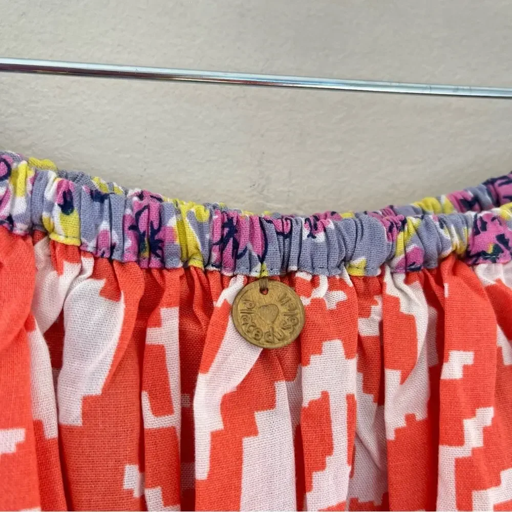 Place du Soleil Floral Ikat Tiered Sleeveless Ruffle Maxi Dress Multicolor - Picture 10 of 11